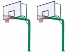 Heavy-Duty Outdoor Gooseneck Basketball System with Backboard - PAIR